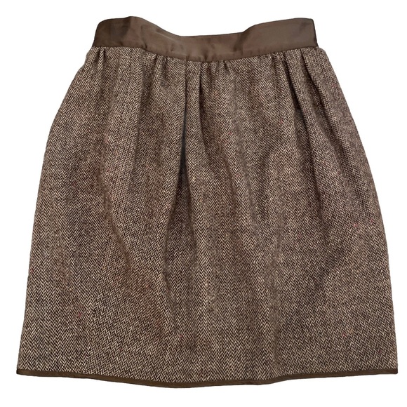 NWT Walter Baker Speckled Tweed Mini Skirt Brown Multi Cross Front Size 4 $198 - Picture 10 of 12
